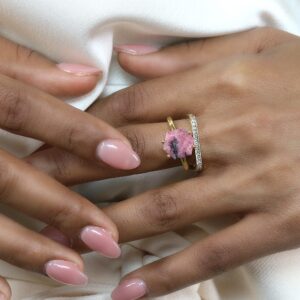 Hexagon Cut Rhodonite Ring · Pink Rhodonite Ring · Gold Vermeil Gemstone Ring · Classic Solitaire Ring For Women