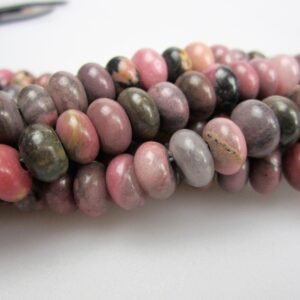 2.0mm Hole Rhodonite Smooth Rondelle Beads 5x8mm 6x10mm 8" Strand
