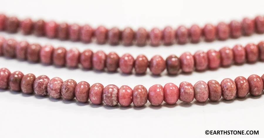 Rhodonite 6mm Rondelle Beads 15.5" Strand