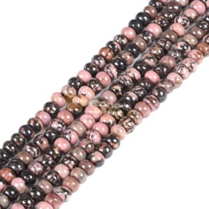 6mm Matrix Rhodonite Rondelle Loose Gemstone Beads Diy Jewelry Making Bead 15"