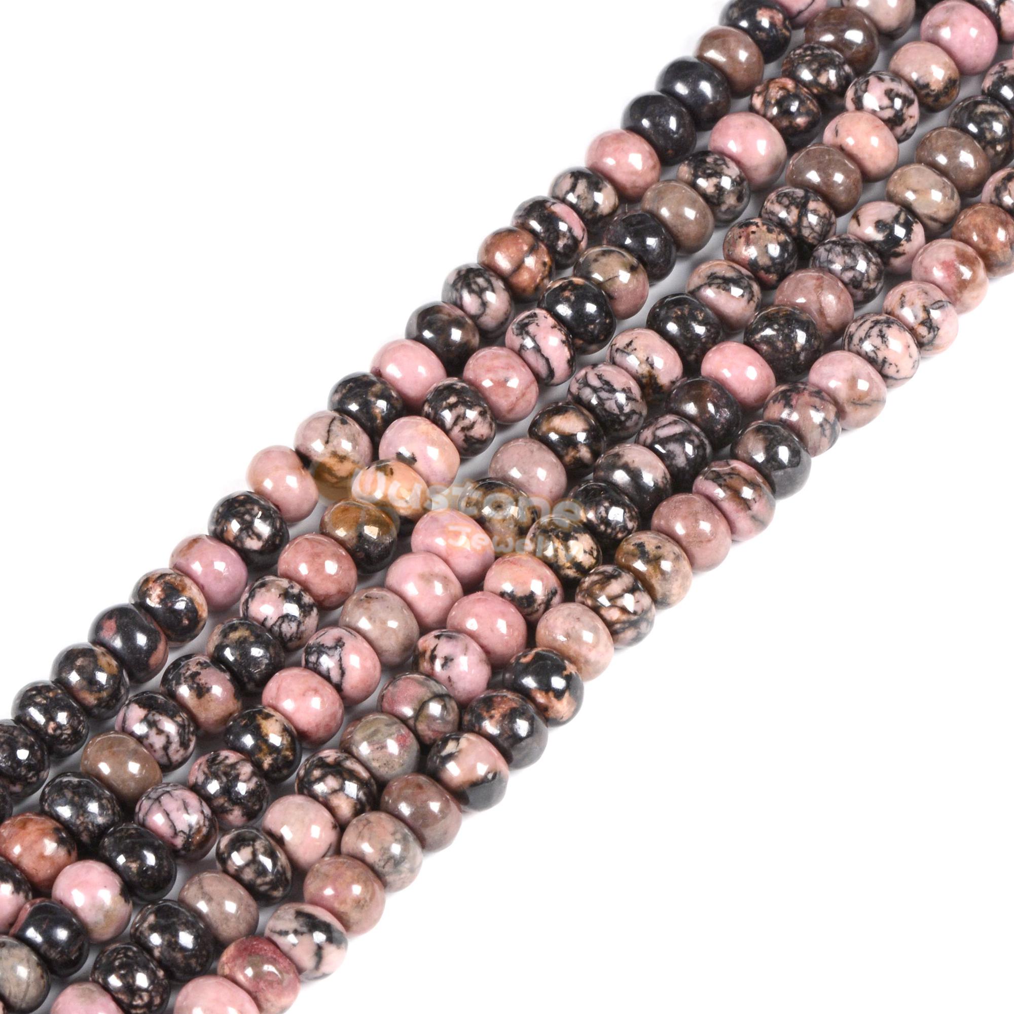 6mm Matrix Rhodonite Rondelle Loose Gemstone Beads Diy Jewelry Making Bead 15" 6mm Matrix Rhodonite Rondelle Loose Gemstone Beads Diy Jewelry Making Bead 15"