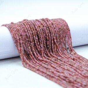 Aaa+ Natural Pink Rhodonite Microcut Rondelle Beads,2-2.5 Mm Tiny Rondelle Beads,13" Gemstone Beads For Handmade Jewelry
