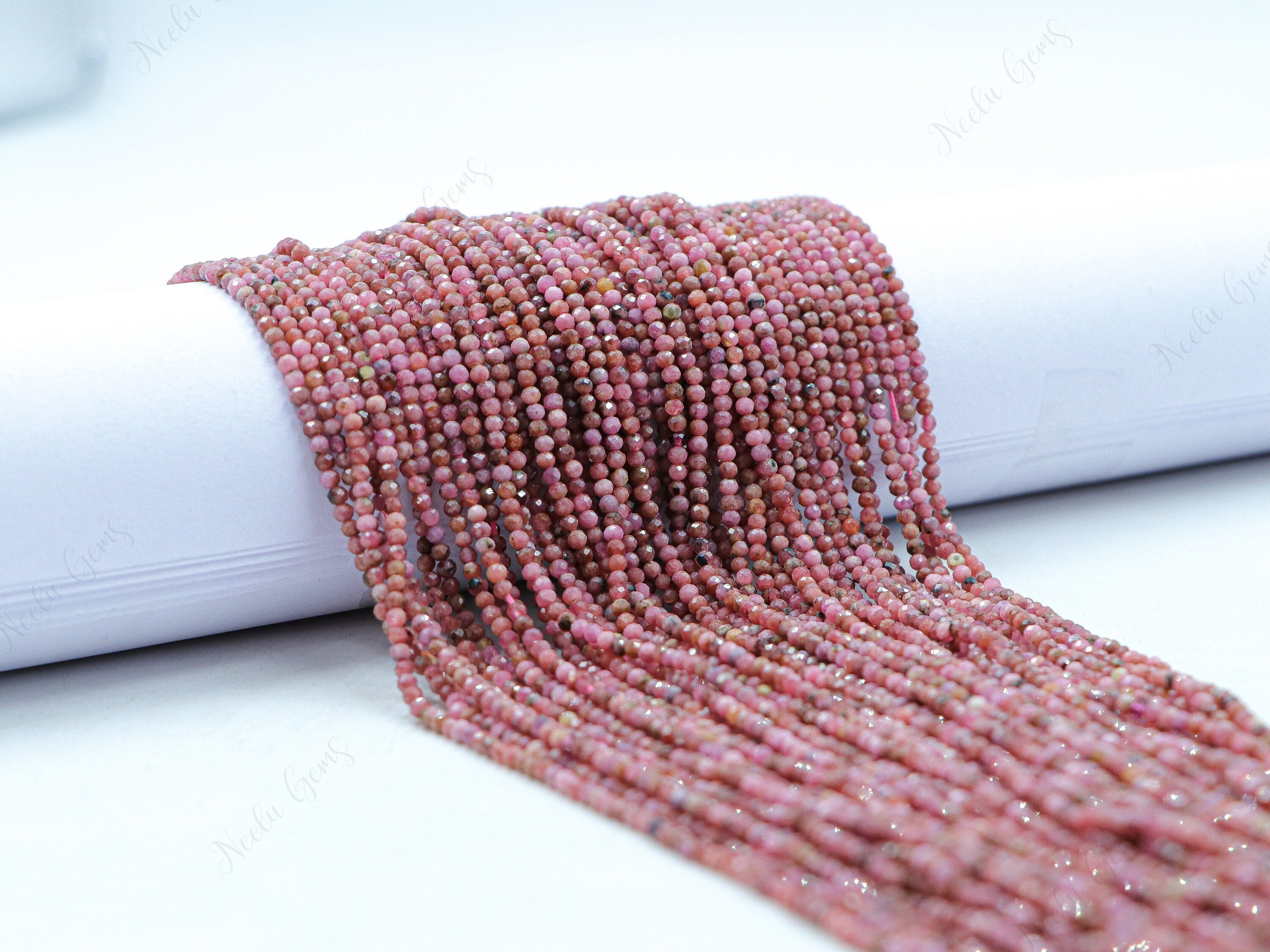 Aaa+ Natural Pink Rhodonite Microcut Rondelle Beads,2-2.5 Mm Tiny Rondelle Beads,13" Gemstone Beads For Handmade Jewelry