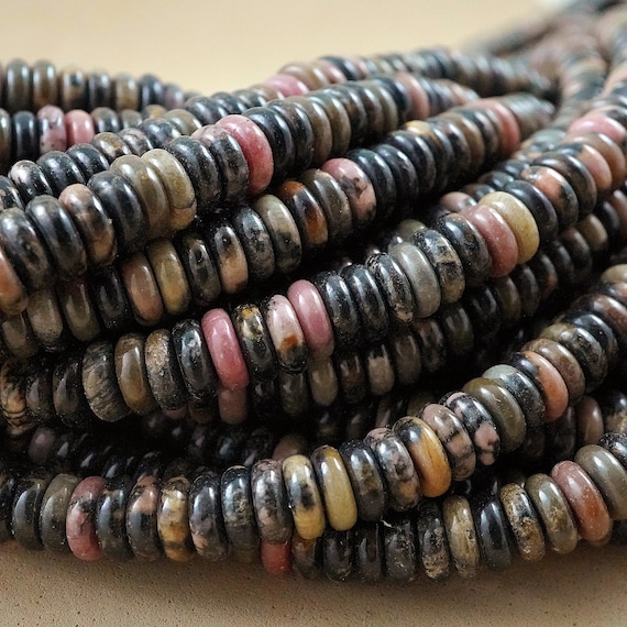 Rhodonite Beads (rondelle)(smooth)(6mmx2mm)(15.5"strand)
