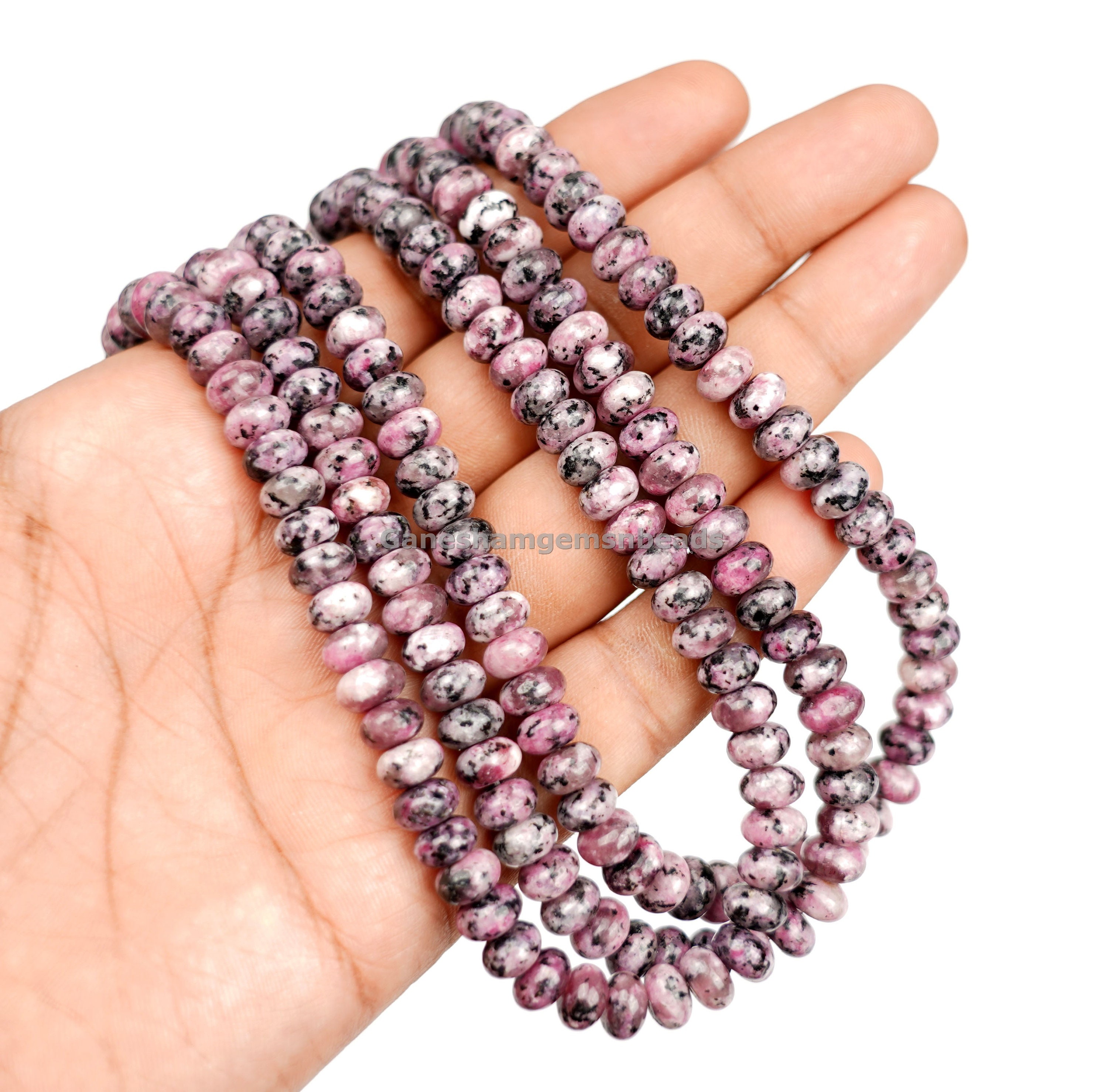 Beautiful Rhodonite Smooth Rondelle Beads, 8mm Quartz Gemstone Beads, 15" Strand Aaa Black Vein Rhodonite Beads For Making Jewelry & Craft
