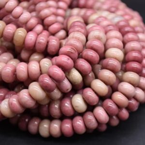 Chinese Rhodonite Smooth Rondelle Spacer Beads - 6mm, 8mm Sizes - 15" Strand, For Jewellery Making