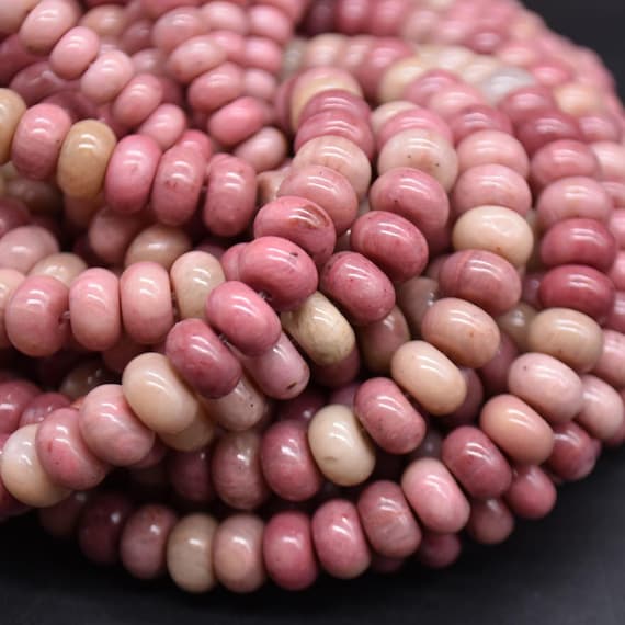 Chinese Rhodonite Smooth Rondelle Spacer Beads - 6mm, 8mm Sizes - 15" Strand, For Jewellery Making Chinese Rhodonite Smooth Rondelle Spacer Beads - 6mm, 8mm Sizes - 15" Strand, For Jewellery Making