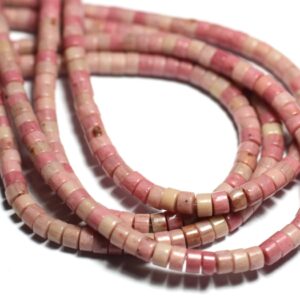 Fil 39cm 150pc Environ - Perles Pierre Rhodonite Rondelles Heishi 4mm Rose Clair Bonbon