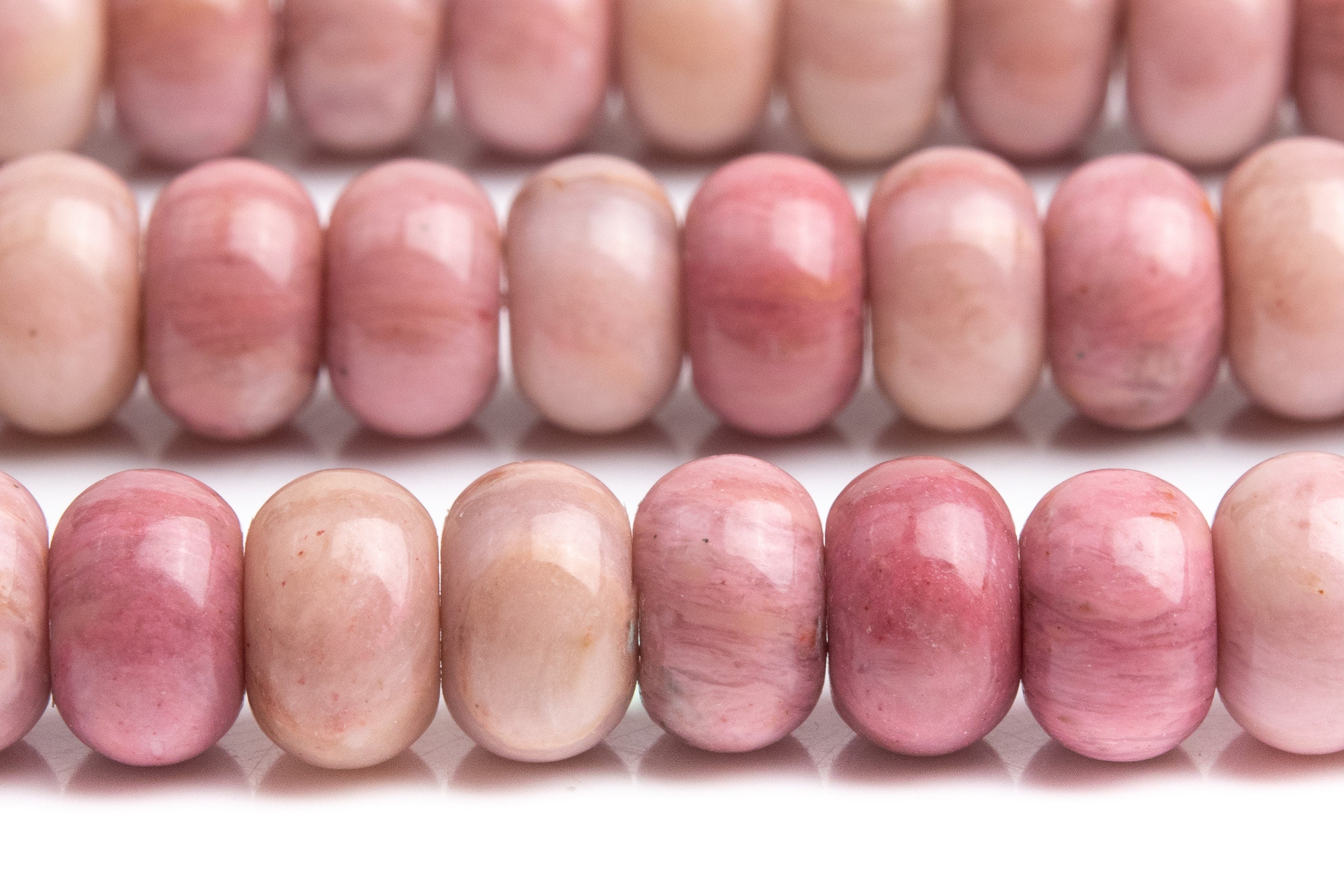 Genuine Natural Pink Rhodonite Gemstone Beads 8x5mm Haitian Flower Rondelle Aaa Quality Loose Beads (104321)