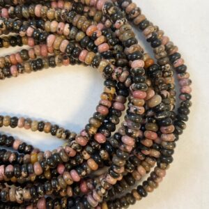 natural rhodonite 6x4mm rondelle gemstone beads--15.5 inch strand