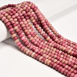 Natural Pink Petrified Rhodonite Smooth Rondelle Beads Size 5x8mm 15.5'' Strand