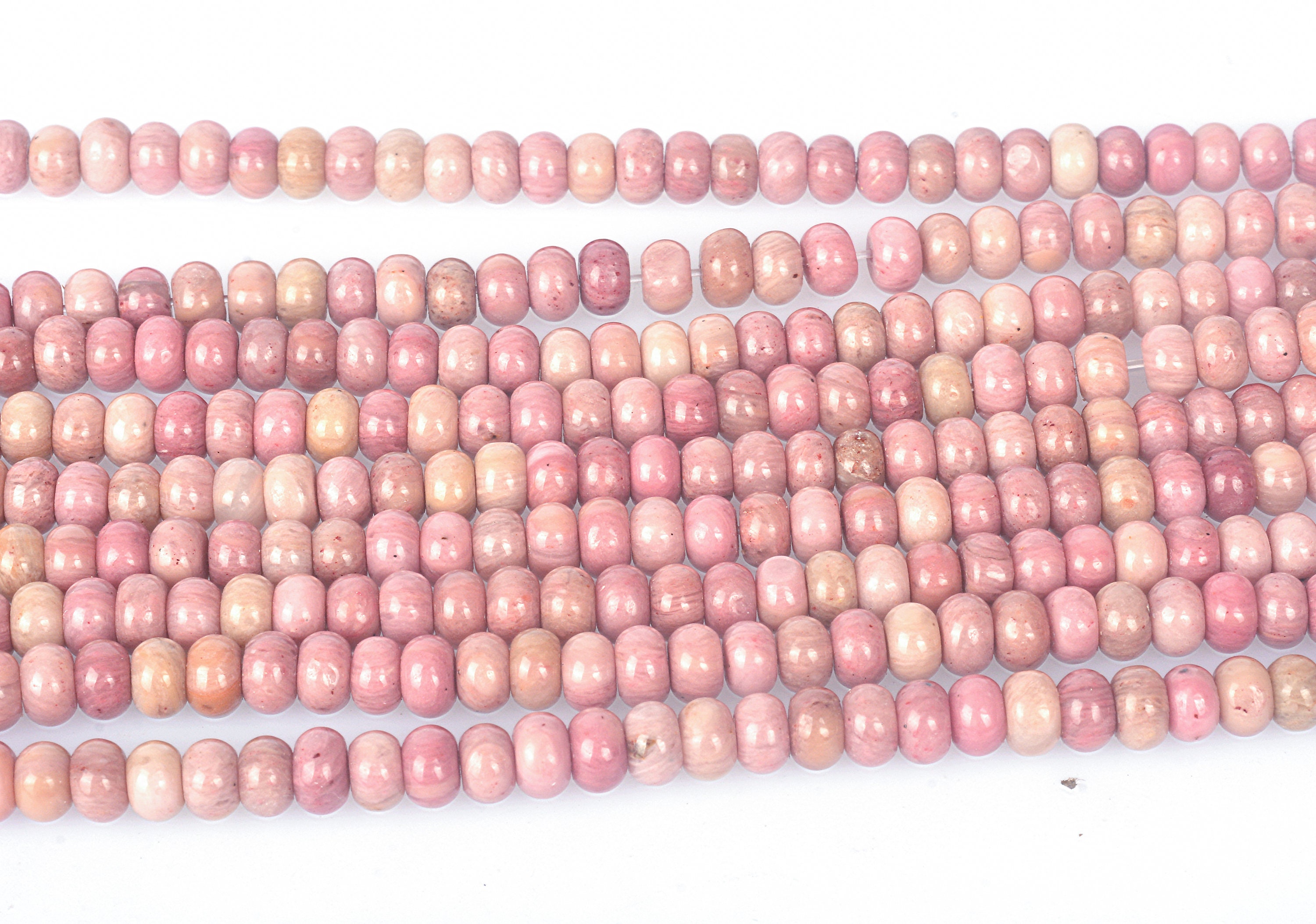 Pink Rhodonite Rondelle Beads - Grade Aa Pink Gemstone - Smooth Spacer Beads - 4x6mm 5x8mm Gemstone Beads - Pink Beads For Jewelry Making