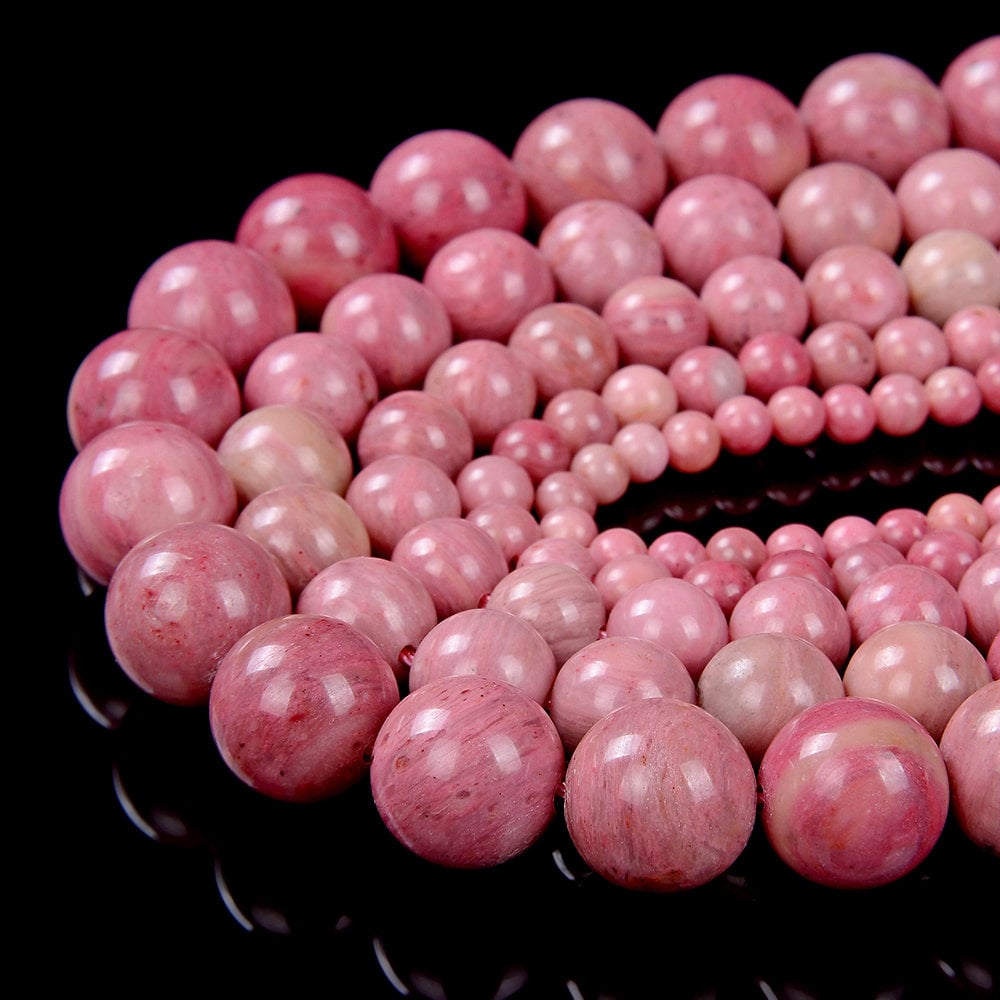 10 Strands 10mm Haitian Flower Rhodonite Gemstone Aaa Pink Red Round Loose Beads 15.5 Inch Full Strand (80005917-m33 X10)