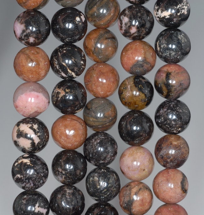 10mm Dark Pink Rhodonite Gemstone Round Loose Beads 16 Inch Full Strand (80000558-a73)