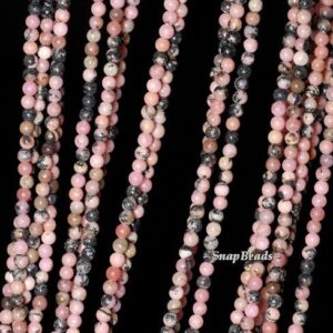 2mm Haitian Flower Rhodonite Gemstone Round 2mm Loose Beads 16 Inch Full Strand Lot 1,2,6,12 And 50 (90113947-107 - 2mm A)
