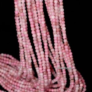 2mm Haitian Flower Red Rhodonite Gemstone Round Loose Beads 16 Inch Full Strand (90113951-107-2mm A)