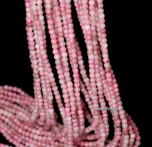2mm Haitian Flower Red Rhodonite Gemstone Round Loose Beads 16 Inch Full Strand (90113951-107-2mm A)