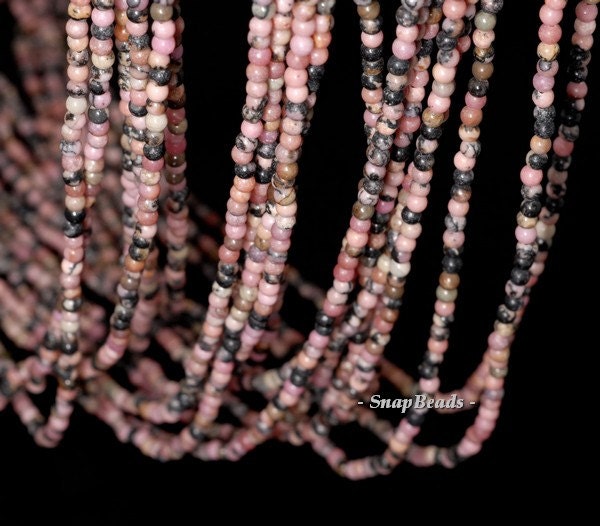 2mm Haitian Flower Rhodonite Gemstone Round 2mm Loose Beads 16 Inch Full Strand (90113947-107 - 2mm A)