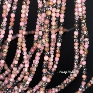 3mm Haitian Flower Red Rhodonite Gemstone Round 3mm Loose Beads 16 Inch Full Strand Bulk Lot 1,2,6,12 And 50 (90113600-107 - 3mm D)