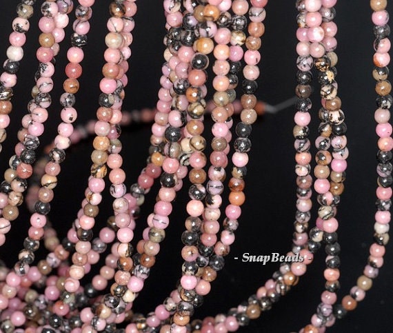 3mm Haitian Flower Red Rhodonite Gemstone Round 3mm Loose Beads 16 Inch Full Strand Bulk Lot 1,2,6,12 And 50 (90113600-107 - 3mm D)