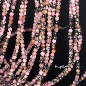 3mm Haitian Flower Red Rhodonite Gemstone Round 3mm Loose Beads 16 Inch Full Strand (90113600-107 - 3mm D)