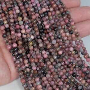 4mm Rhodonite Gemstone Round 4mm Loose Beads 15.5 Inch Full Strand Lot 1,2,6,12 And 50 (90183743-370)