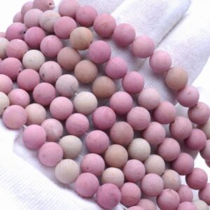 8mm Matte Rhodonite Gemstone Round Loose Beads 7.5 Inch Half Strand (80002305-m13)