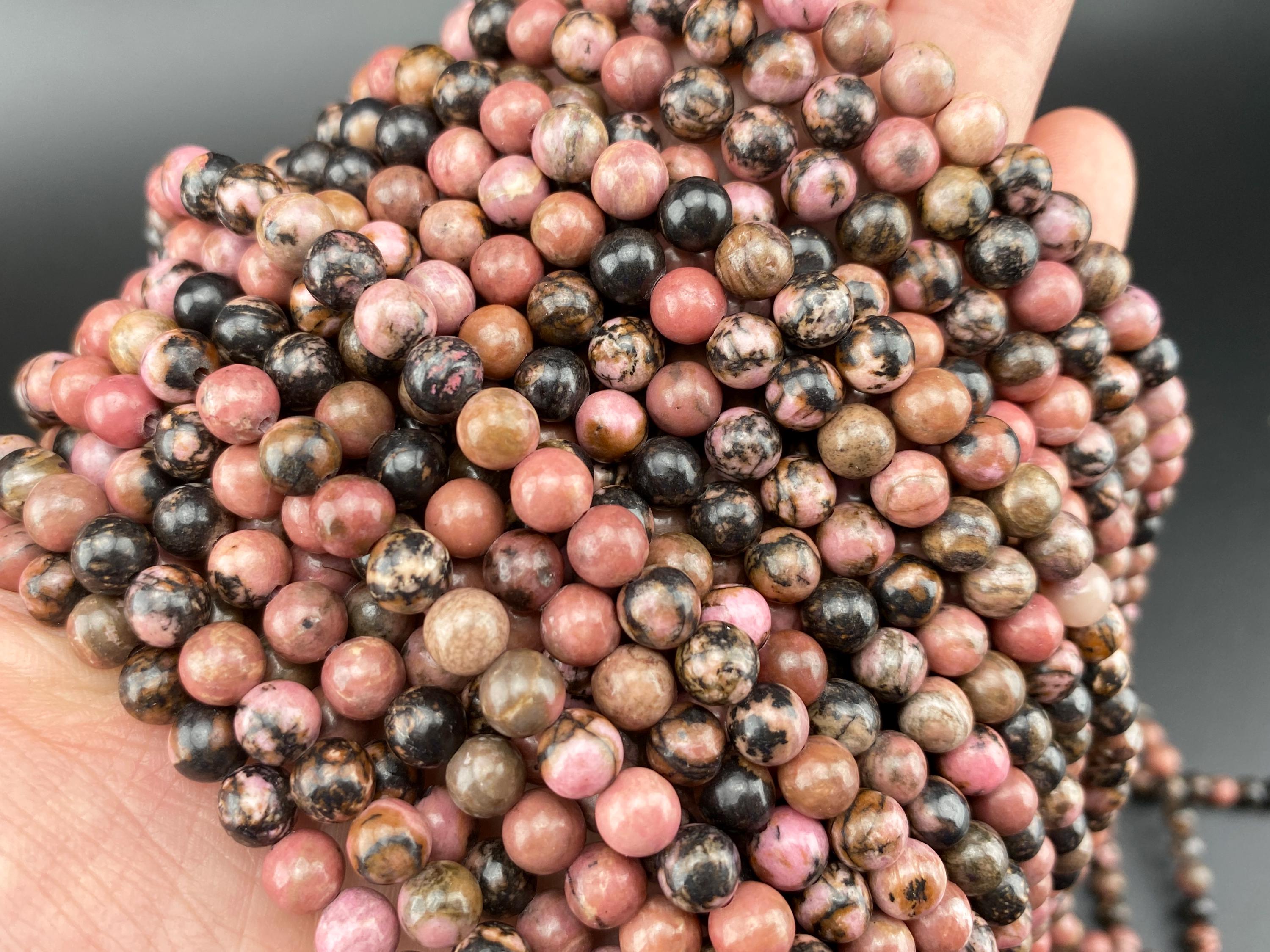 Full 15" Rhodonite Genuine Natural Smooth Round For Jewelry Making Loose Gemstone Beads,diy Jewelry 2mm/3mm/4mm/6mm/8mm/10mm/12mm Size Beads