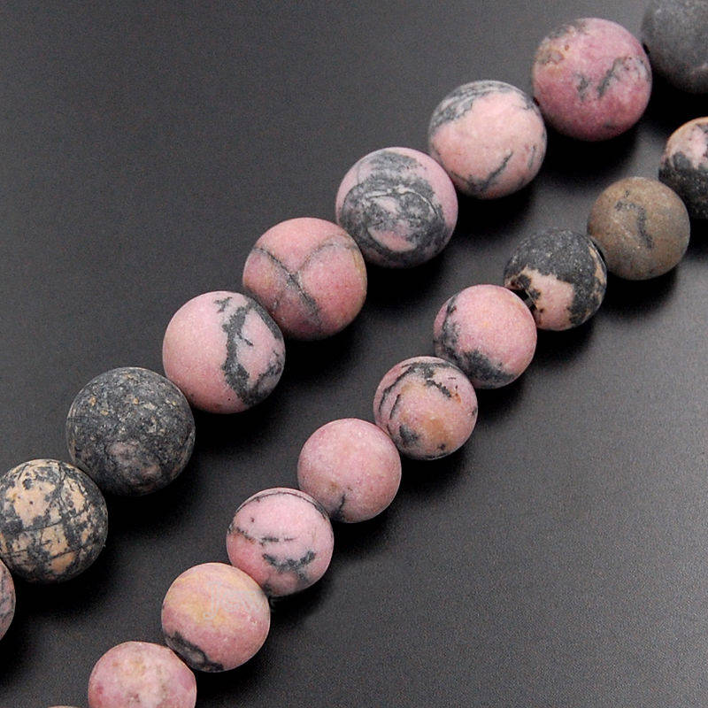 Natural Frosted Red Black Rhodonite Beads, Matte Gemstone Beads, Round Natural Beads, Stone Spacer Beads, 4mm 6mm 8mm 10mm 15''5 Strend