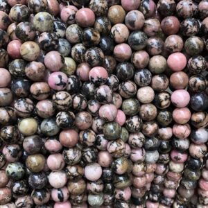 Natural Rhodonite Gemstone Round Beads,6mm 8mm 10mm 12mm Pink Rhodonite Loose Beads Wholesale Supply,one Strand 15"