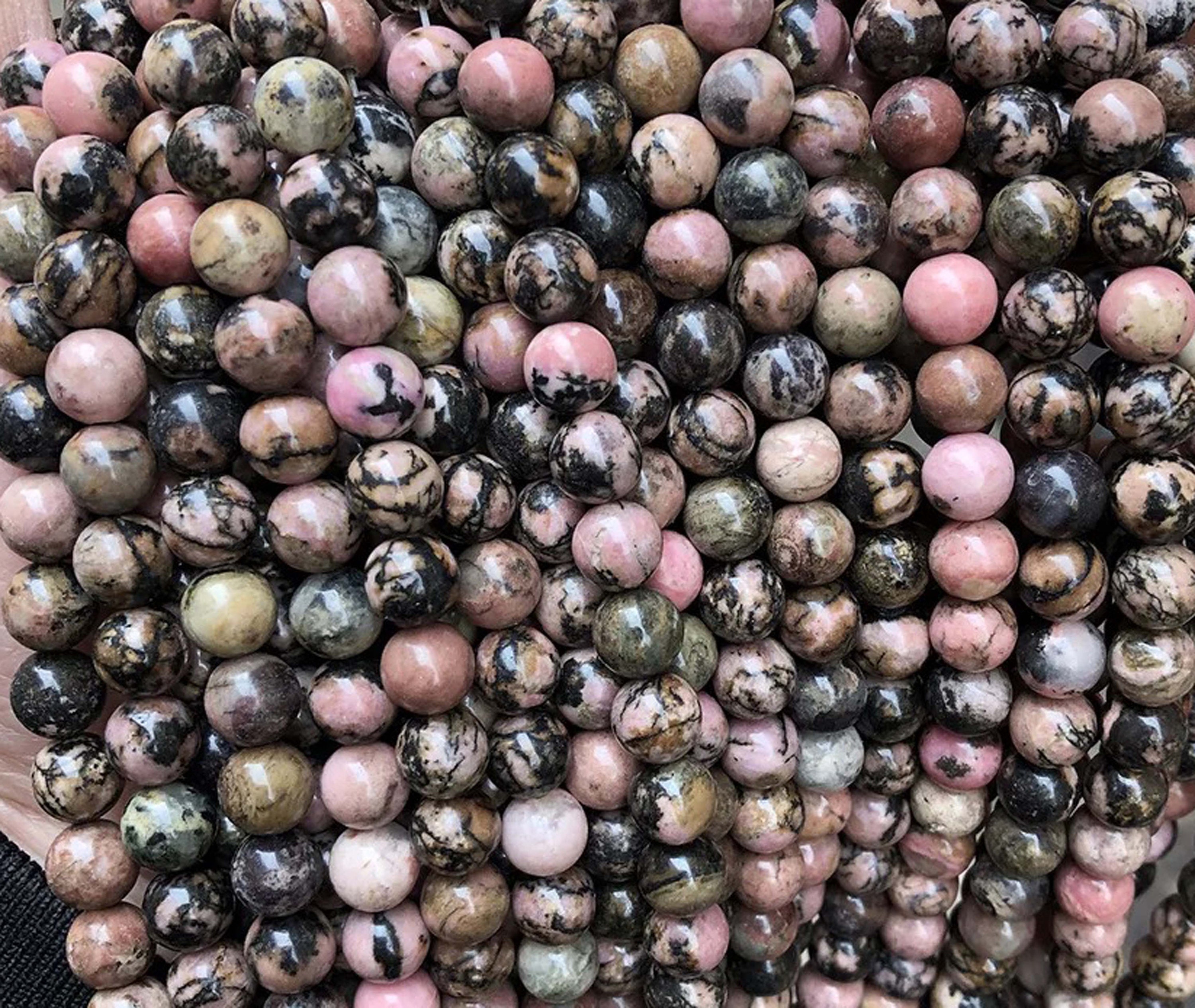 Natural Rhodonite Gemstone Round Beads,6mm 8mm 10mm 12mm Pink Rhodonite Loose Beads Wholesale Supply,one Strand 15"