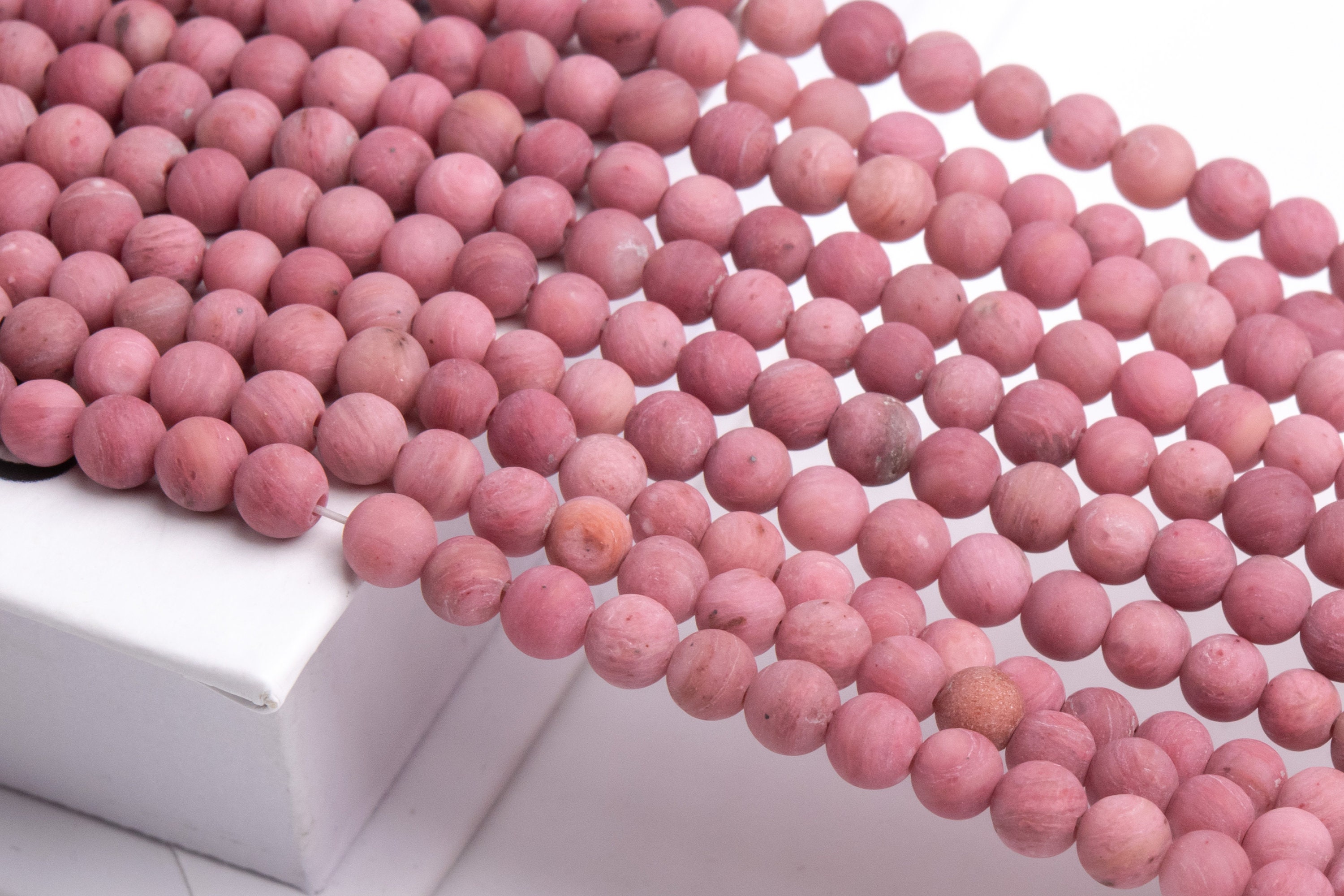 Natural Matte Light Rose Pink Rhodonite Gemstone Grade Aaa Round 4-5mm 6-7mm 8-9mm 10-11mm 12-13mm Loose Beads
