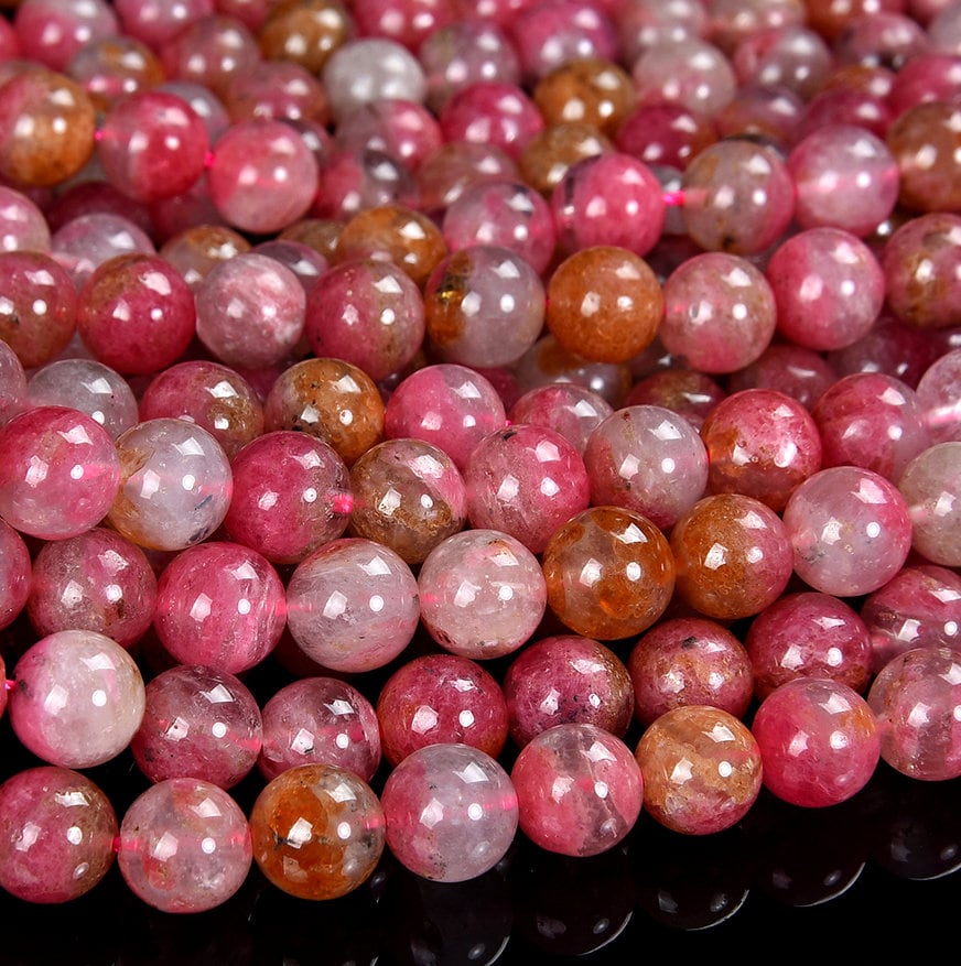 Natural Pink Rhodonite In Quartz Gemstone Grade Aaa Round 5mm 6mm 7mm 8mm 9mm 10mm 11mm 12mm Loose Beads 7.5 Inch Half Strand (d525)