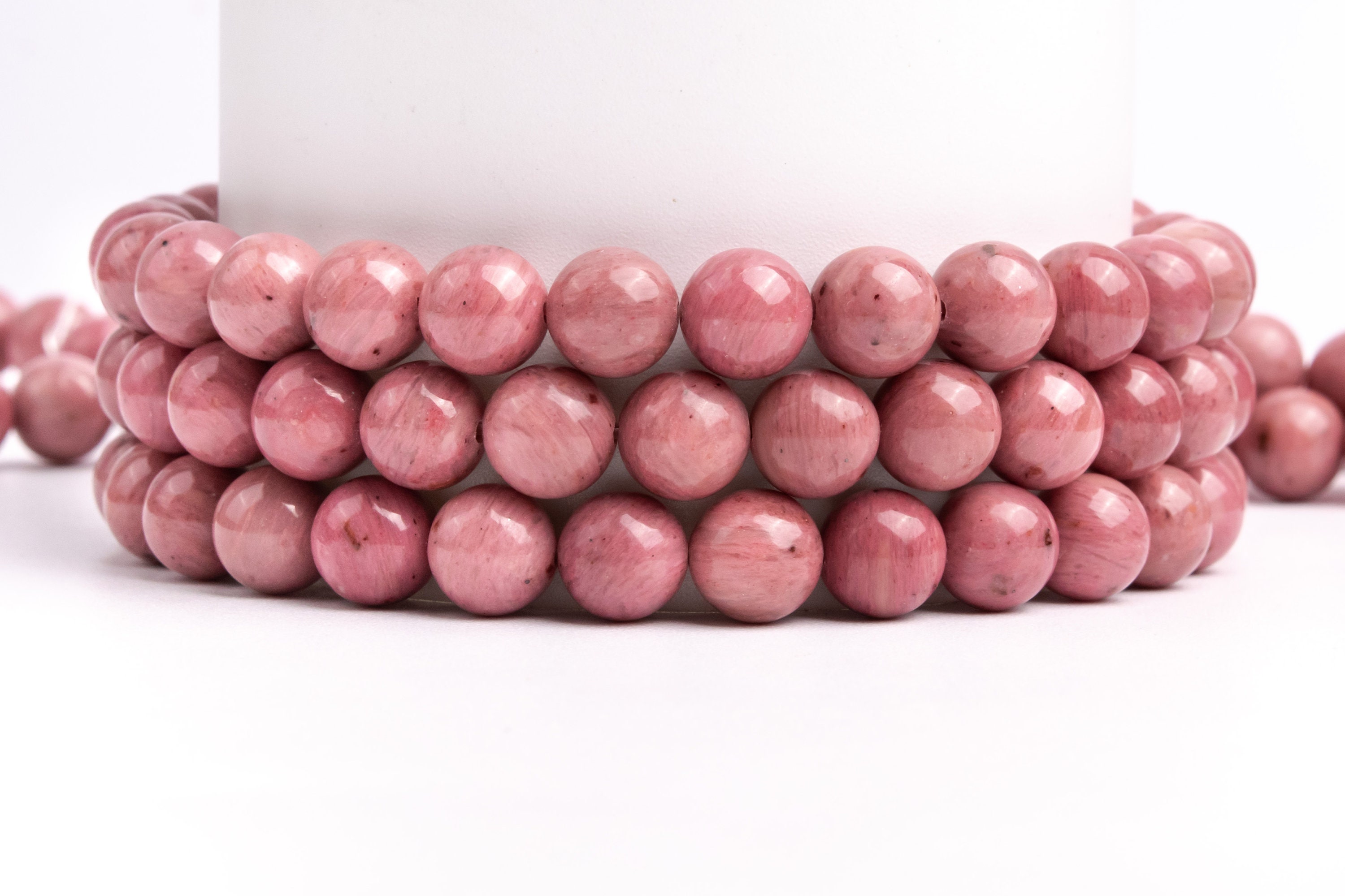 Natural Rose Pink Rhodonite Gemstone Grade Aaa Round 4-5mm 6-7mm 7-8mm 10-11mm 12-13mm Loose Beads
