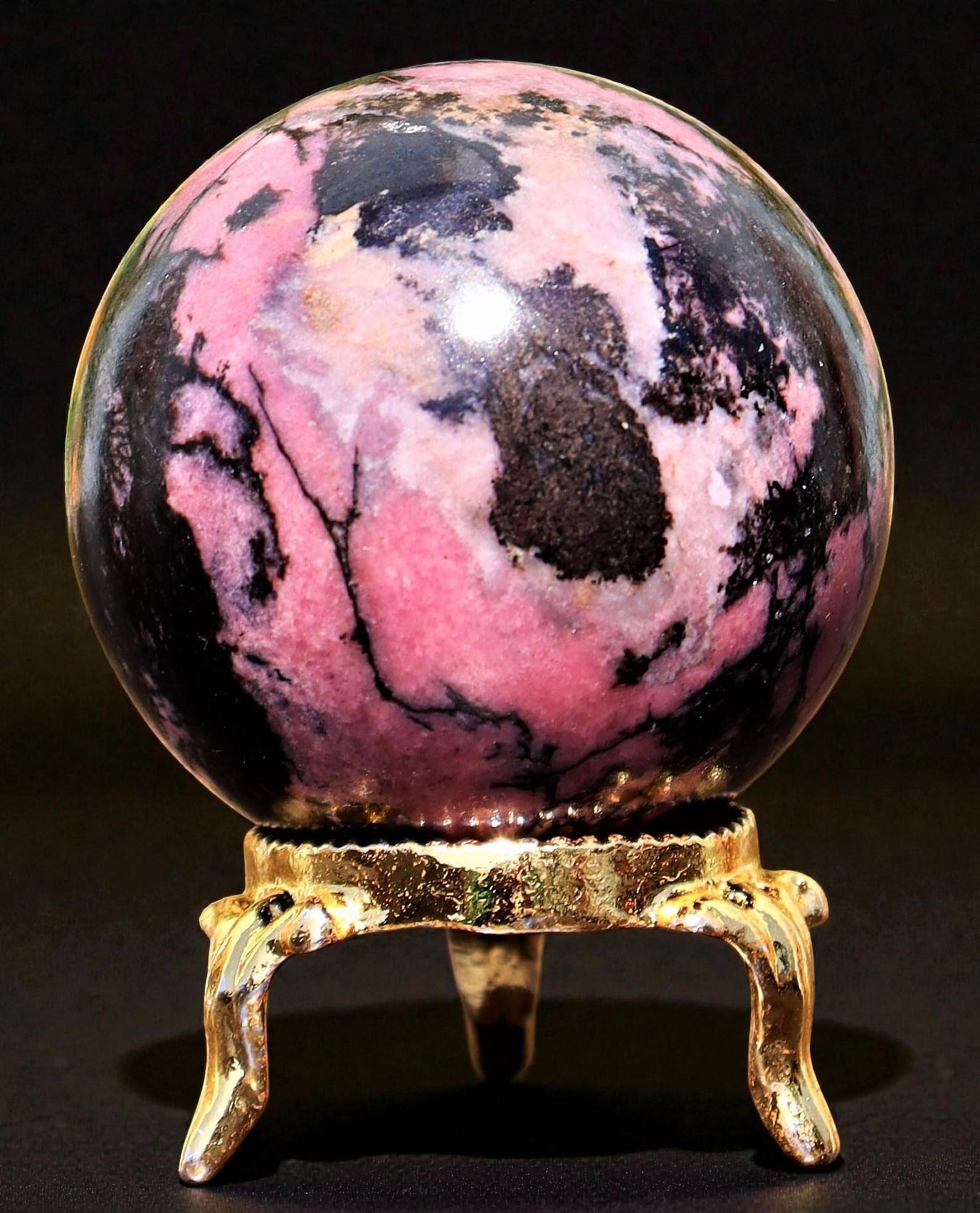 50mm Pink Rhodonite Crystal Ball: Chakra Balancing Meditation Sphere