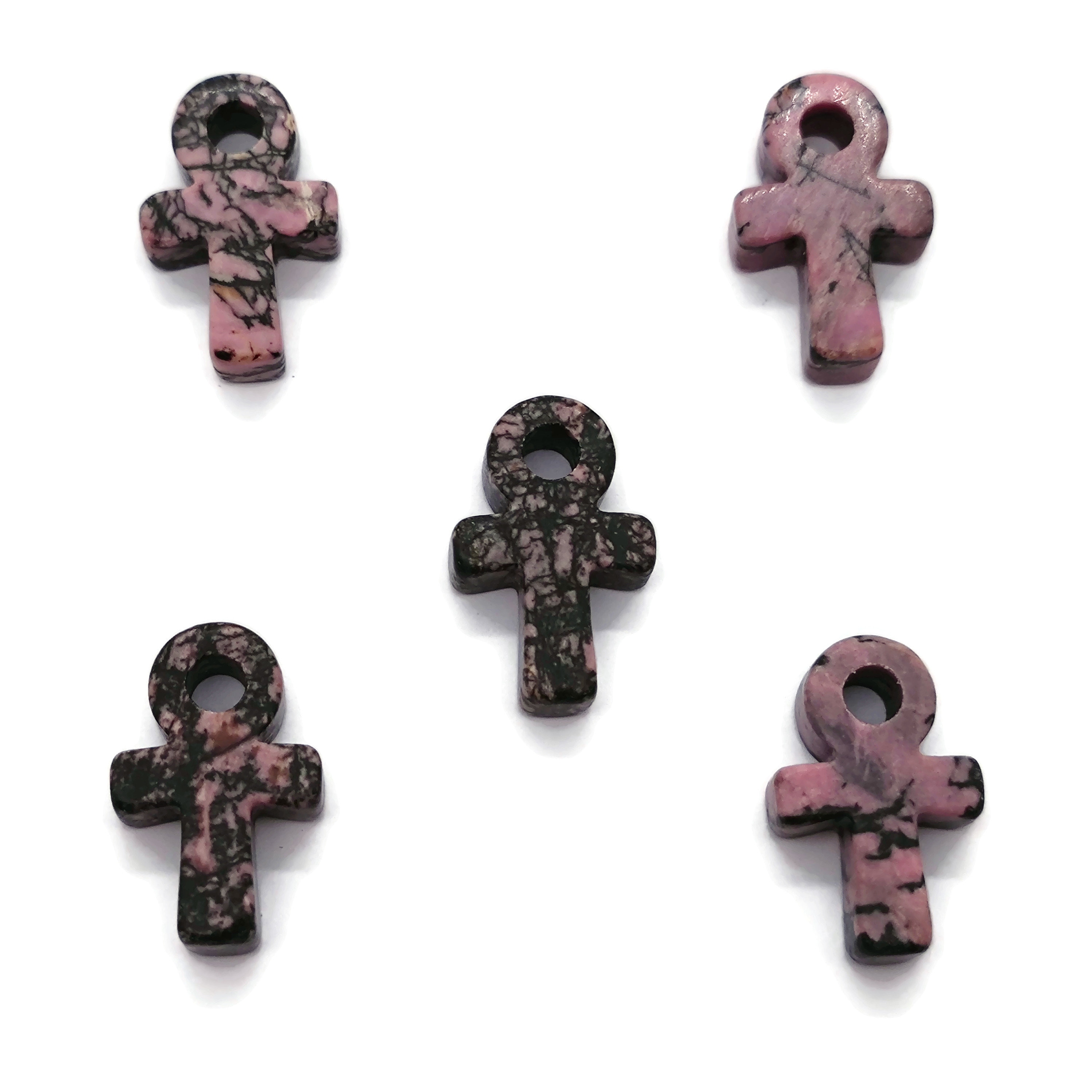 Rhodonite Anka Crystal - Mini Crystal Ankhs - Handmade Carving - Anka Totem - An1009