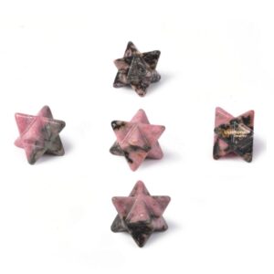 Carved Matrix Rhodonite Gemstone Crystal Merkaba Star Energy Healing Sacred Geometry Chakra Stone