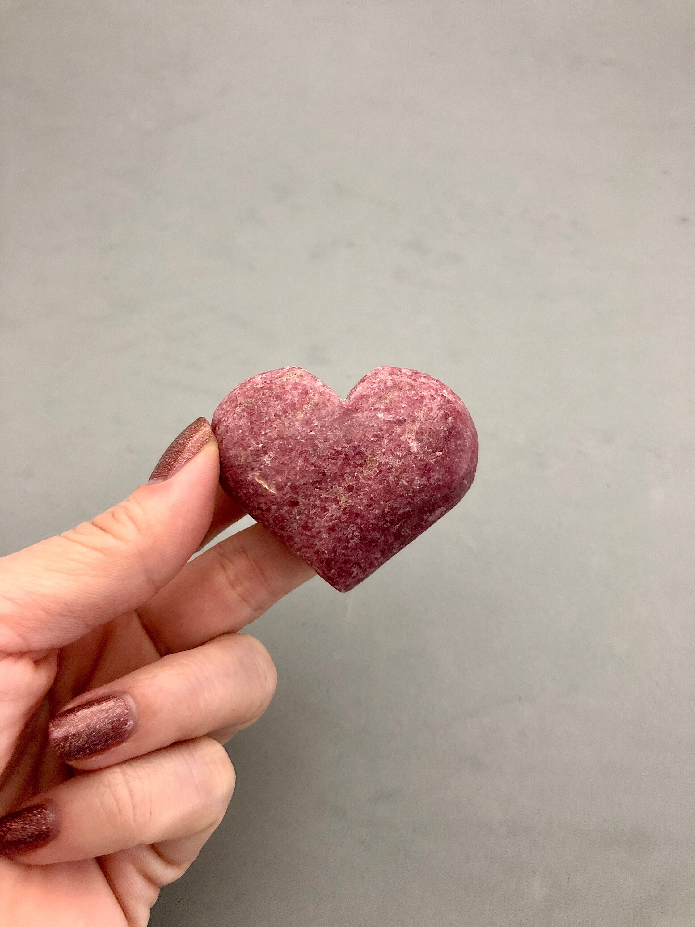 Rhodonite Crystal Heart Carving (1 11/16") Love Higher Heart Chakra Self Love Stone Metaphysical Stone Pink Heart Crystal Grid Stone Supply