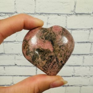 Rhodonite Crystal Heart, Palm Stone, Healing Gemstone, Pocket Crystal