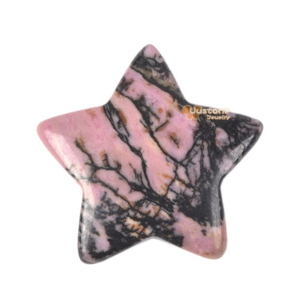 G6174.2 30mm Carved Matrix Rhodonite Gemstone Crystal Healing Star Stone