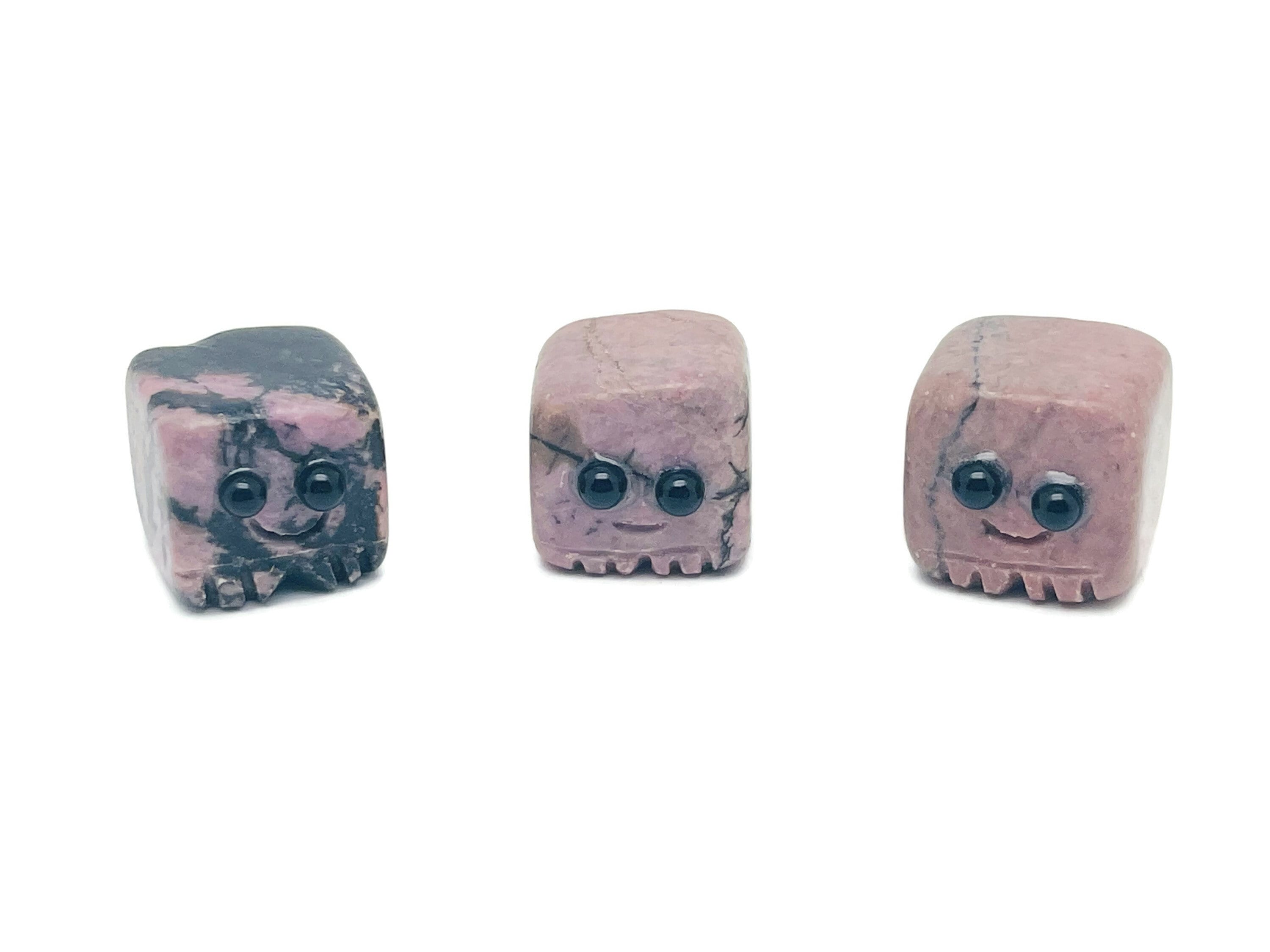 Rhodonite Handmade Skull Gemstone - Figurine Hand Carved - Healing Chakra - Crystal Gift For Kids - Ds1009
