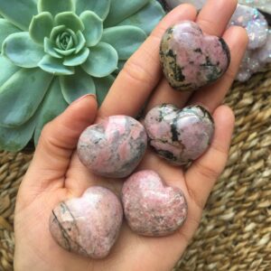 Polished Rhodonite Heart, Pocket Stone (3cm) Polished Rhodonite Heart, Pocket Stone (3cm)
