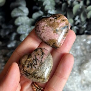 Rhodonite Heart: 35mm Protection Stone Rhodonite Heart: 35mm Protection Stone