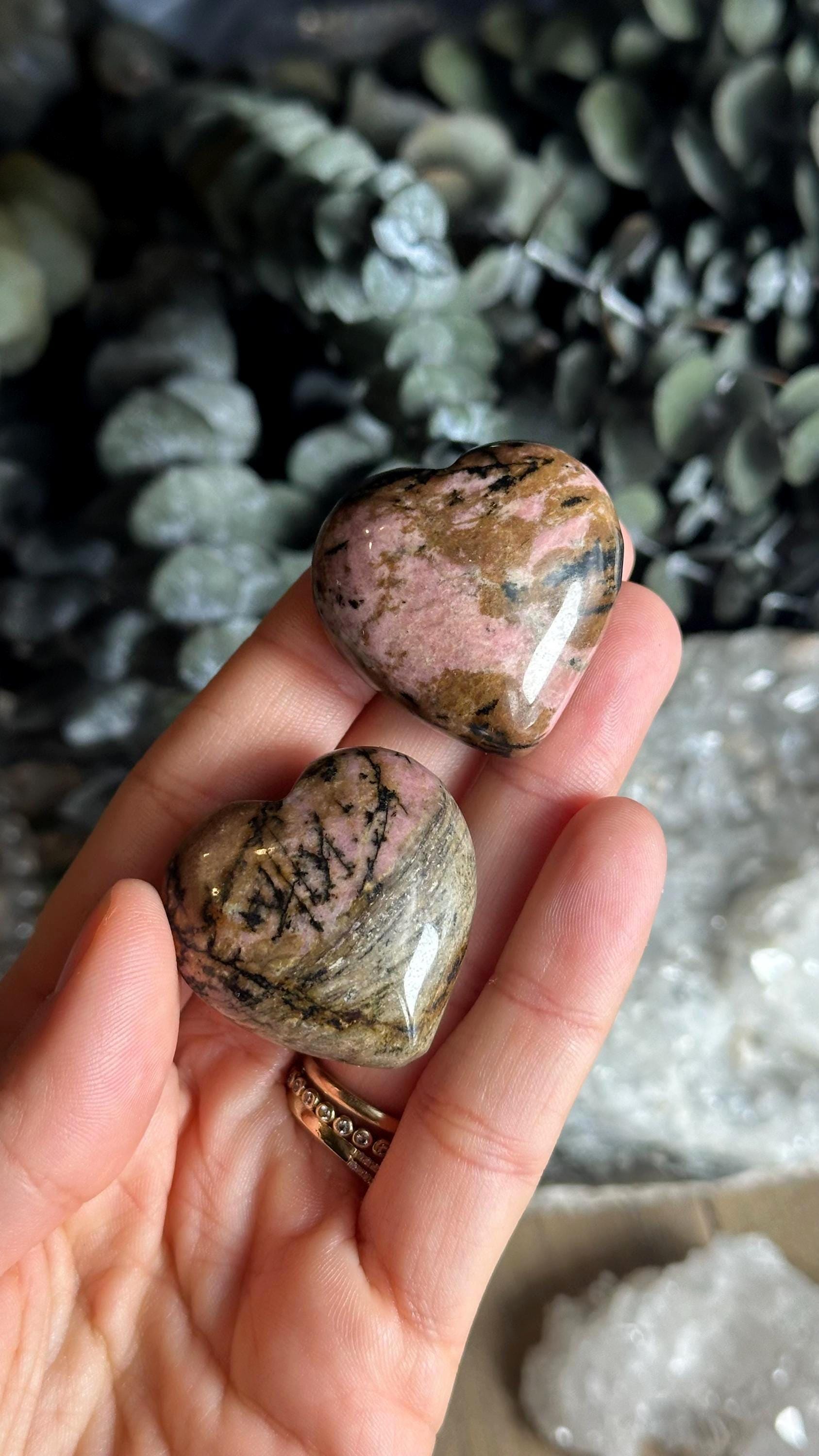 Rhodonite Heart: 35mm Protection Stone