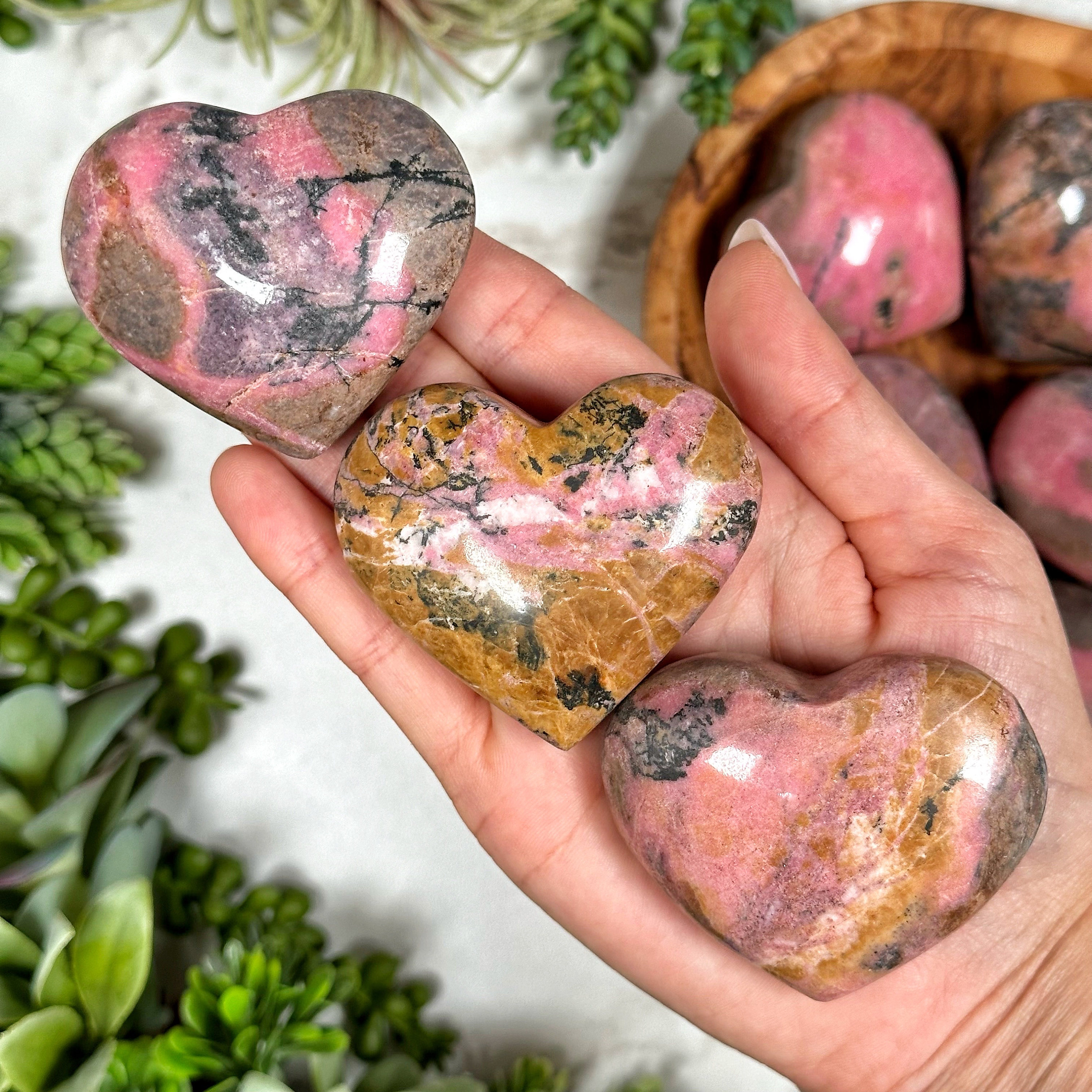 Rhodonite Heart | S, M, L | - No. 232 (polished Pink Crystal Carving, Heart Chakra, Healing Stone, Love)