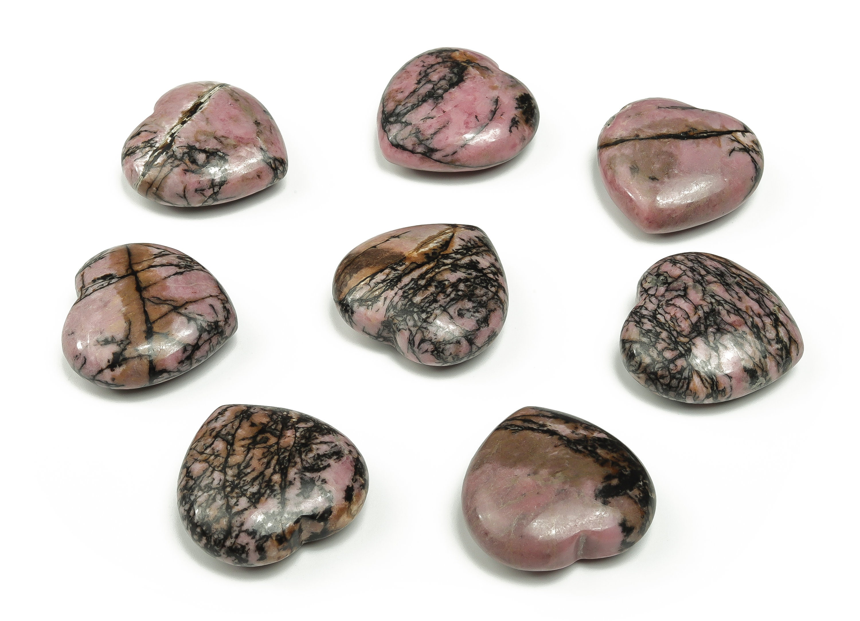 Rhodonite Heart Gemstone – Heart Crystal - Healing Stones – Carving Heart - Natural Stones - 3cm - He1177