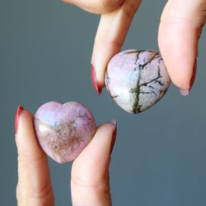 Rhodonite Hearts Two Bonded Souls Pink Love Friendship Stones Rhodonite Hearts Two Bonded Souls Pink Love Friendship Stones