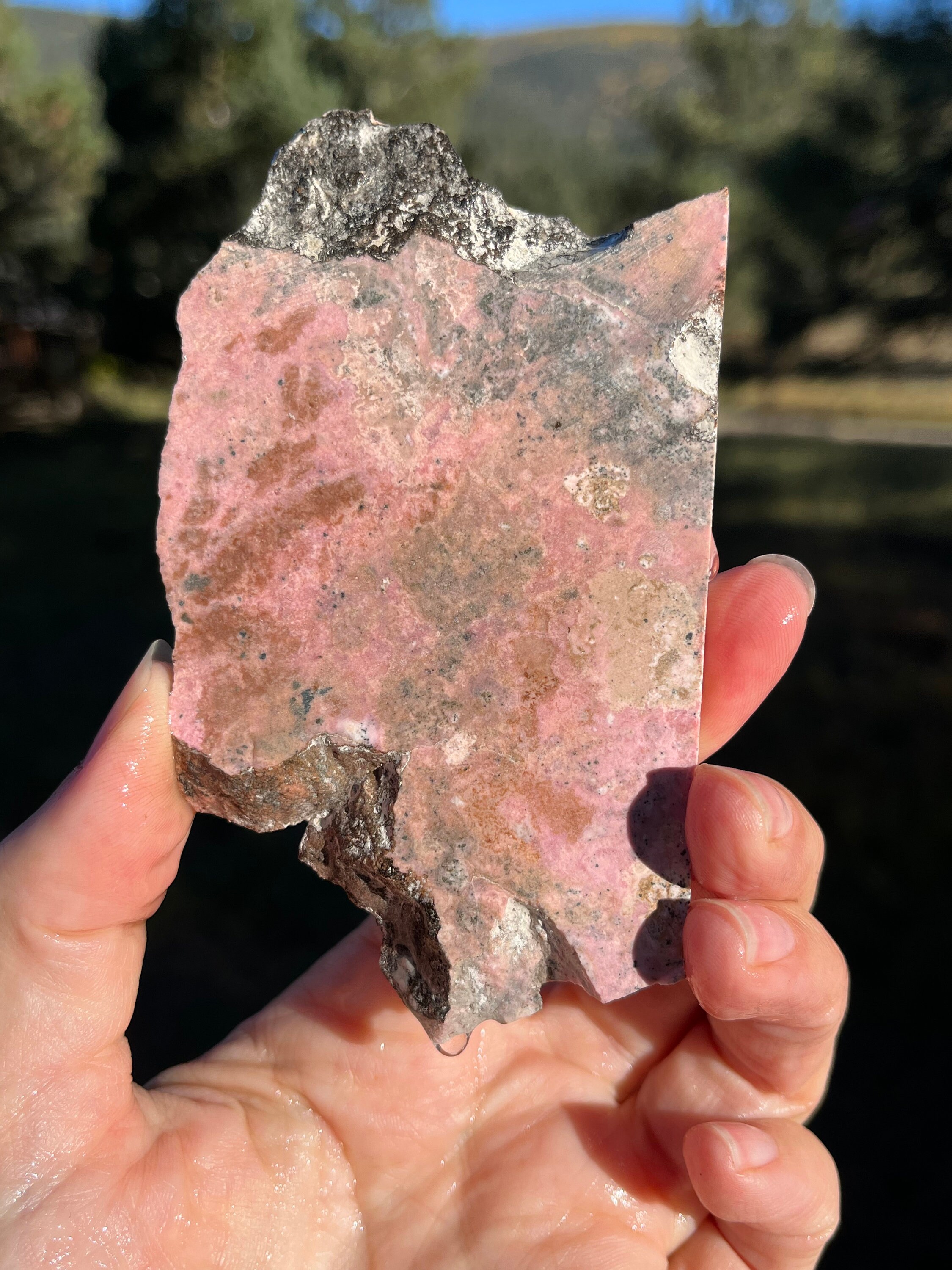 Rhodonite Lapidary Slab Natural Stone Not Polished For Cabbing