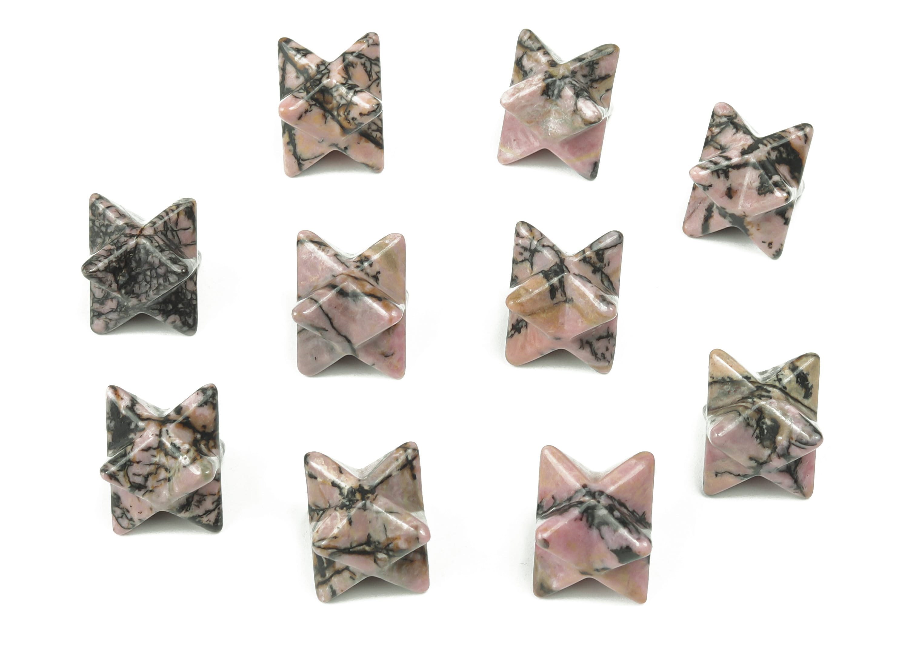 Rhodonite Merkaba - Rhodonite Carving Gemstone - Crystal Merkaba Star - Energy Healing - Chakra Stone – 1.3cm – Me1017