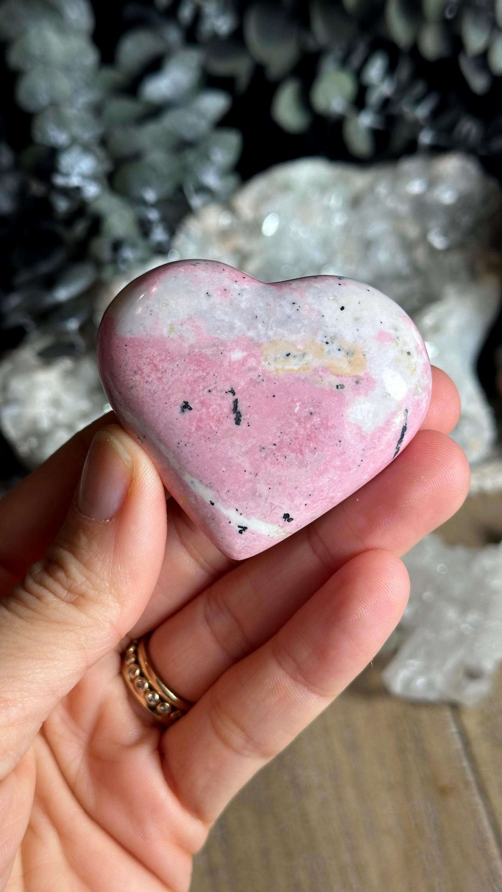 Peruvian Rhodonite Heart, Rhodonite , Chakra Stone, Confidence, Self Love, Kindness, Caring